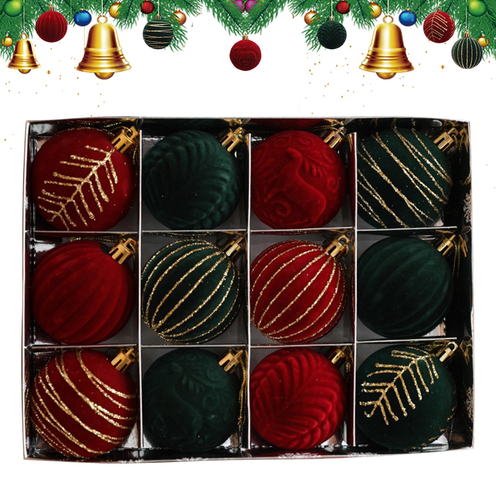35 stuks fluwelen ornamenten voor kerstboom onbreekbare kerstballen
