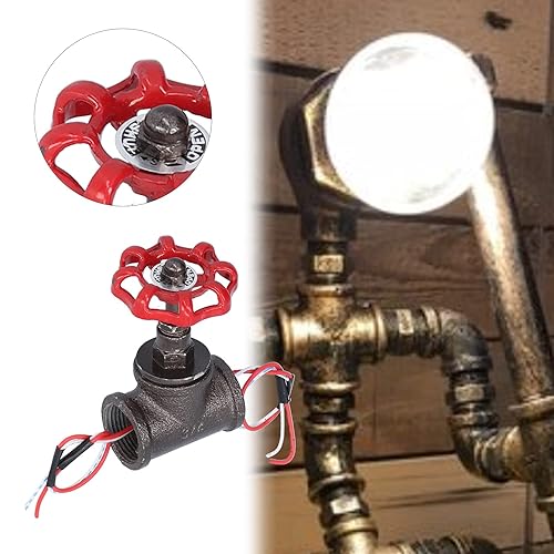 Miniatura 5 de Interruptor de luz retro Steampunk de 34 pulgadas para lámpara de tubo de agua, lámpara de mesa vintage