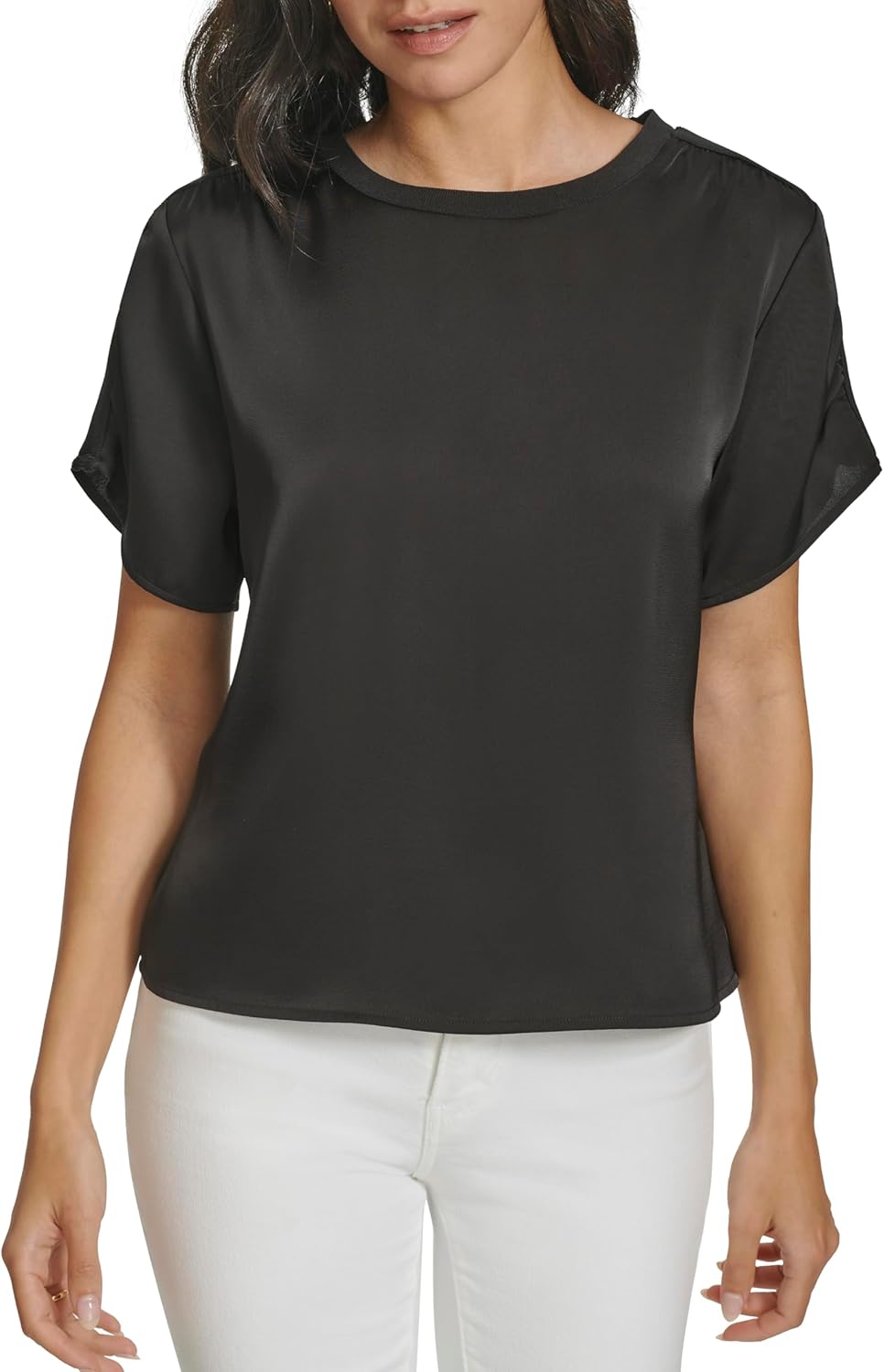 Calvin Klein Womens Short Sleeve Ruched Blouse - Image 2