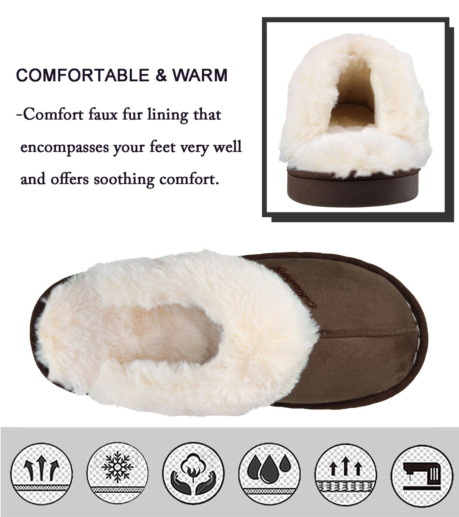 Inverno Pantofole Scamosciate da Donna Morbido Antiscivolo Scarpe Caldo Peluche Uomo Accogliente Memoria Schiuma Pantofole da Casa 34-45EU