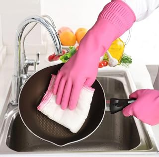Heavy-Duty Latex Cleaning Glove - Waterproof, Anti-Slip Long Sleeve for Household and Dishwashing Tasks(Green)