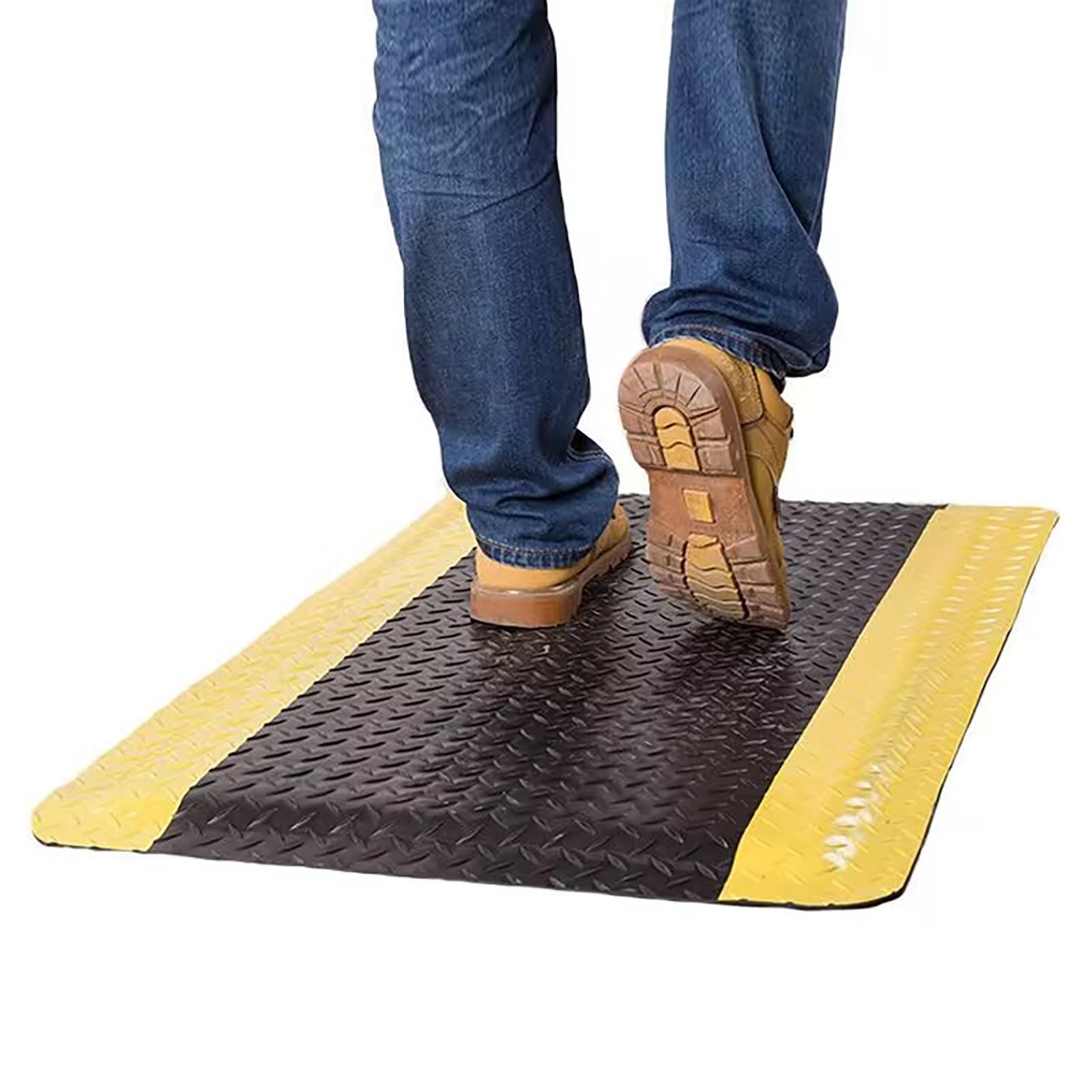 Tappeto Antifatiga Tappetino da lavoro antistatico anti-fatica, 100, 120, 150 cm, extra largo, per lavorare in piedi, alleviare lo stress e il dolore, nero con bordo giallo, ergonomico.(Yellow,100x100