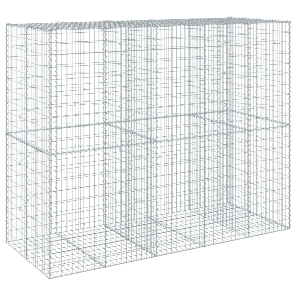 Gavión con tapa, 250 x 100 x 200 cm, metal galvanizado | Cesta de malla de alambre de hierro galvanizado resistente para jardinería y privacidad en exteriores.