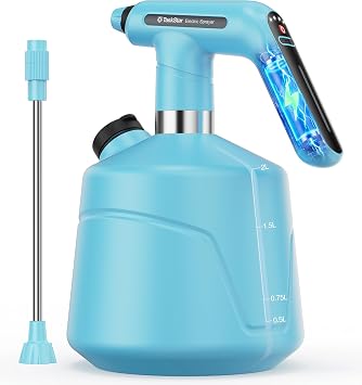 TaskStar Electric Spray Bottle 2L/0.5 Gallon, Battery Powered Garden Sprayer Up to 7.5 Hours Long Battery Life with Fast Charging, Automatic Mister Spray Bottle for Plant with Independent Water Inlet