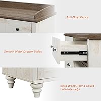 Vista 5 de WAMPAT Soporte de TV de granja para TV de 55 pulgadas, centro de entretenimiento blanco, mesa consola multimedia con gabinete de almacenamiento