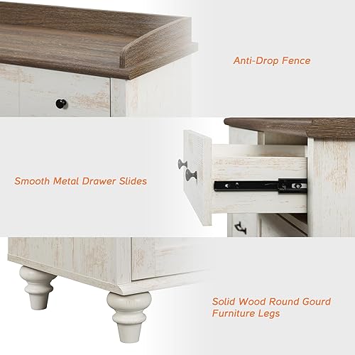 Miniatura 5 de WAMPAT Soporte de TV de granja para TV de 55 pulgadas, centro de entretenimiento blanco, mesa consola multimedia con gabinete de almacenamiento