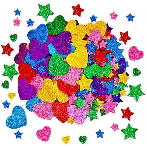260 Pieces Colorful Glitter Foam Stickers Self Adhesive Stars Mini