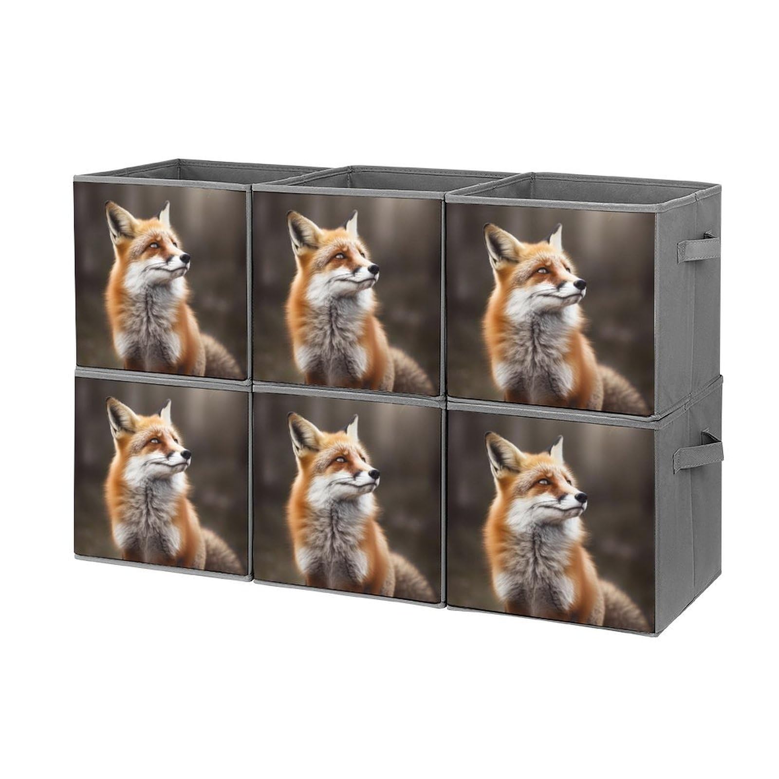Boîtes de rangement vêtements enfant lot de 6 cubes pliables renard pour étagère