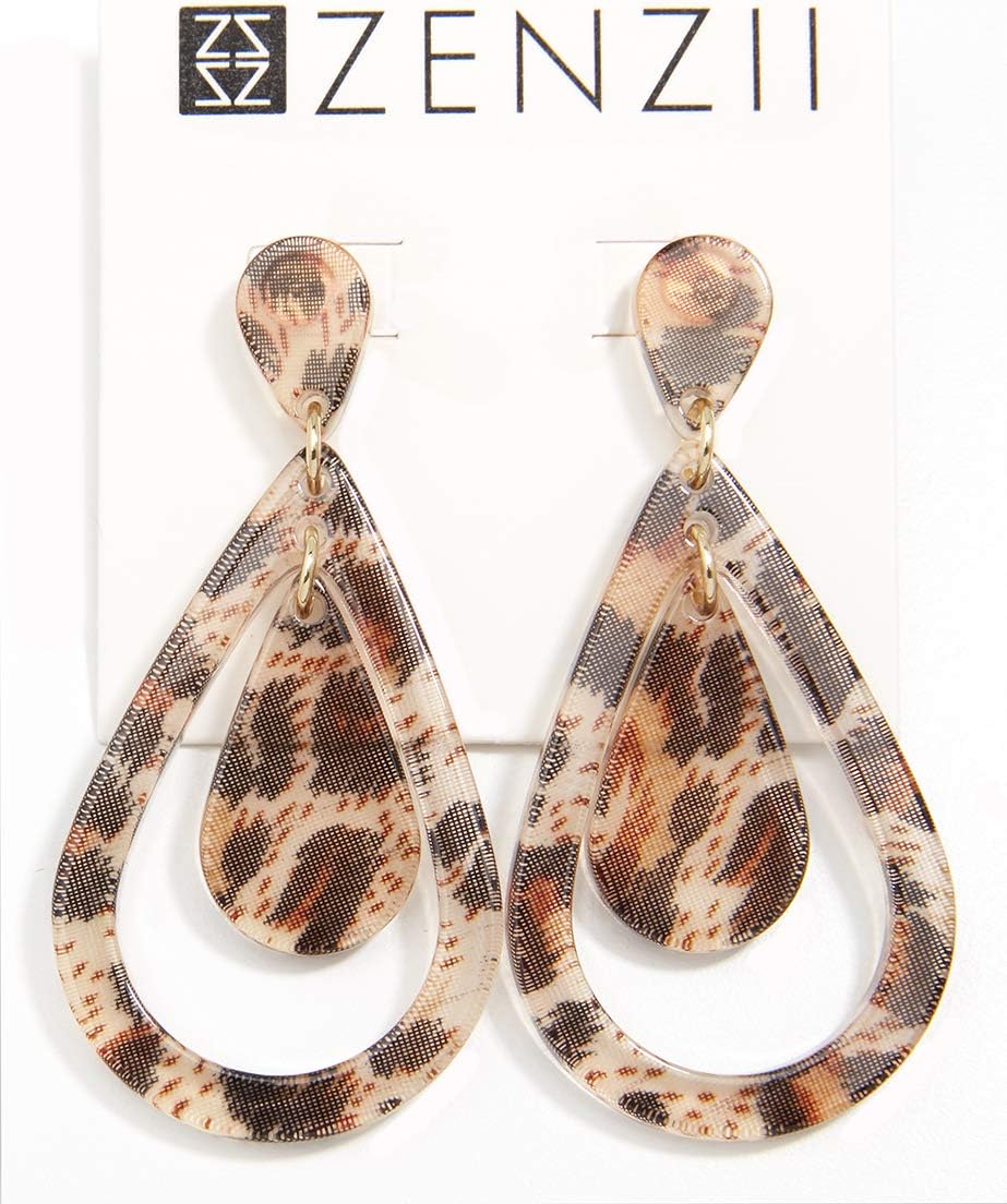 ZENZII Acrylic Resin Teardrop Cutout Earrings for Women - Image 5