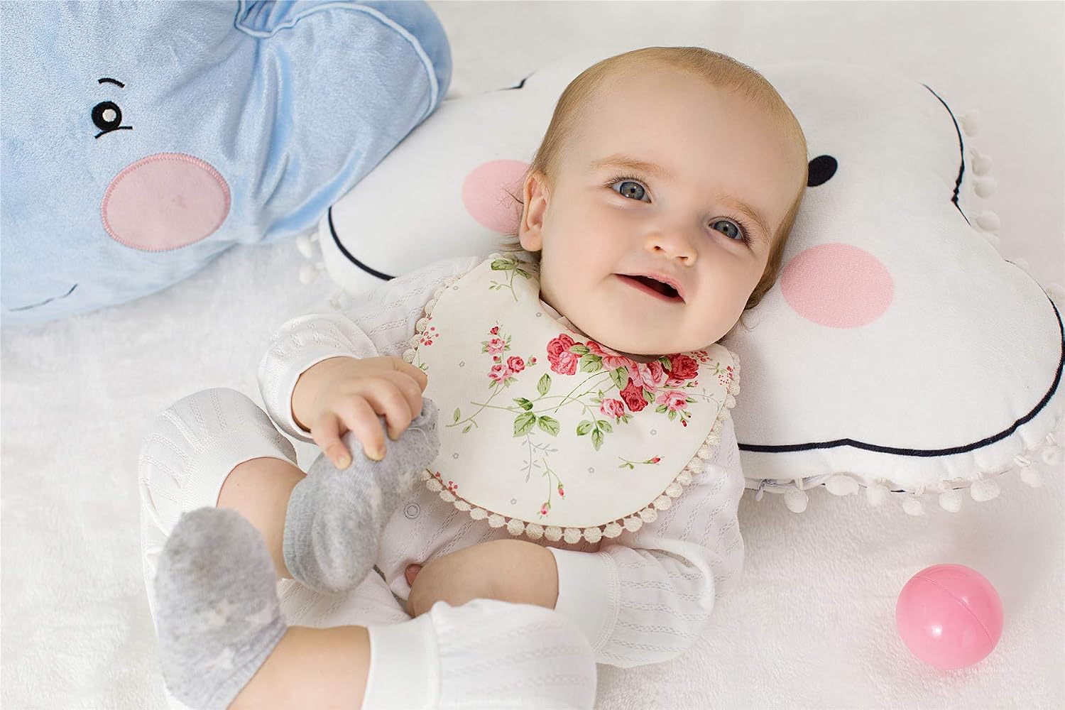 Baby Bib For Girls,Reversible Waterproof Handmade Natural Cotton Baby Drool Bib 0-12 months 2 Pack image 2