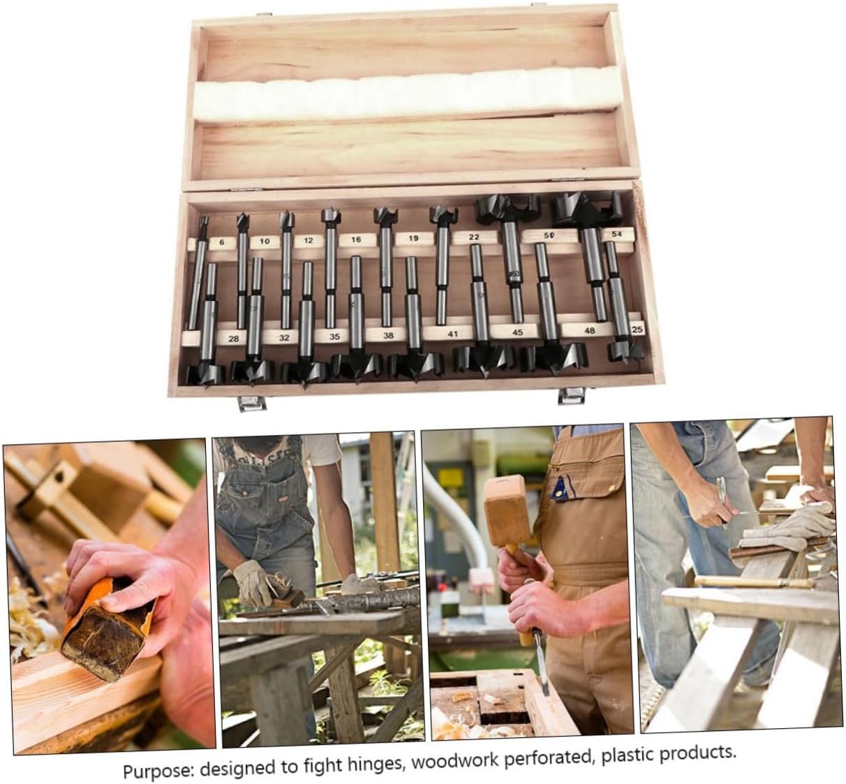 jojofuny 16pcs Box Hole Opener Woodworking Drill Bit Set Plug Cutters for Woodworking