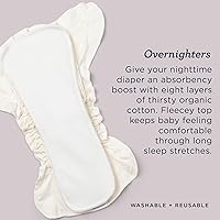 Vista 3 de Esembly Overnighters - Insertos de tela de algodón orgánico con forro polar que se mantiene seco, dobladores de absorción nocturna reutilizables