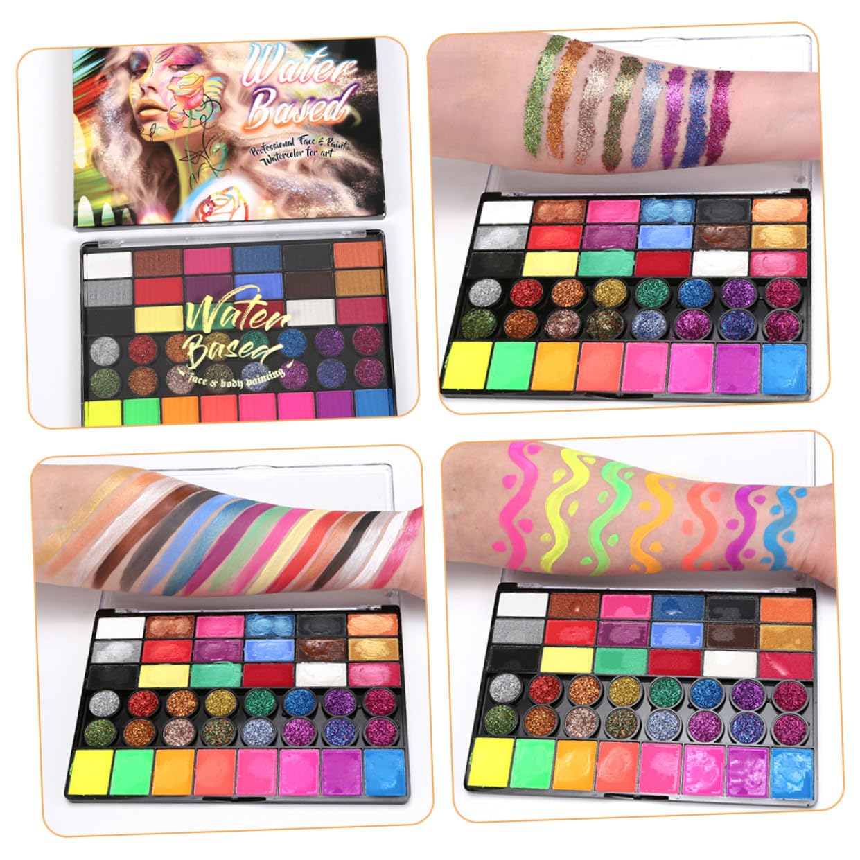 MERRYHAPY Color Water-soluble Body Paint Set for Boy Girl Non-toxic Face Paint Kit for Festivals Parties Quick-dry Vibrant Colors with Brush Included