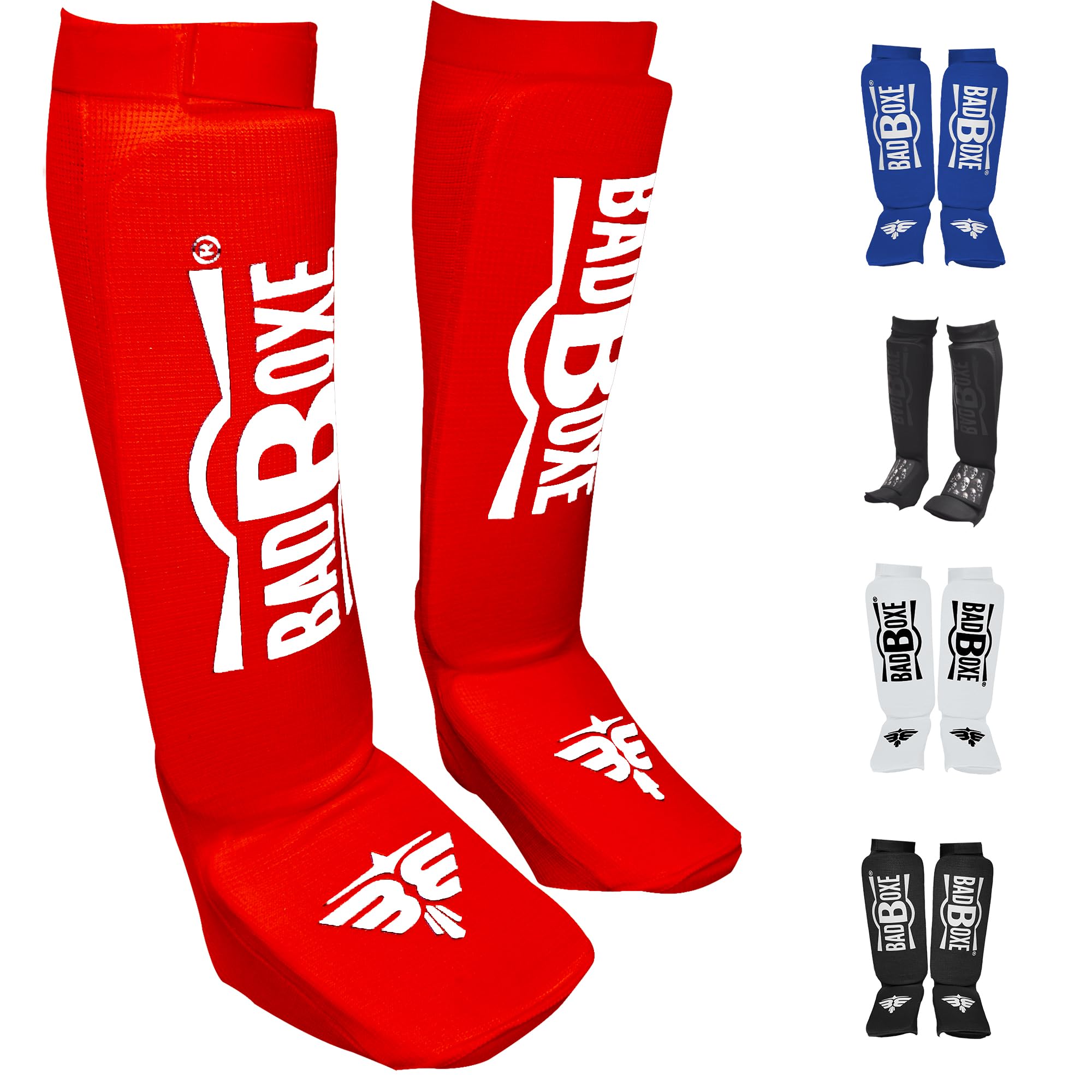 Twister Muay Thai Boxing Kickboxing Karate Taekwondo MMA | Elastic Cotton Cloth Shin & Instep Padded Guards | Shin in Steps Shin Guards Pair
