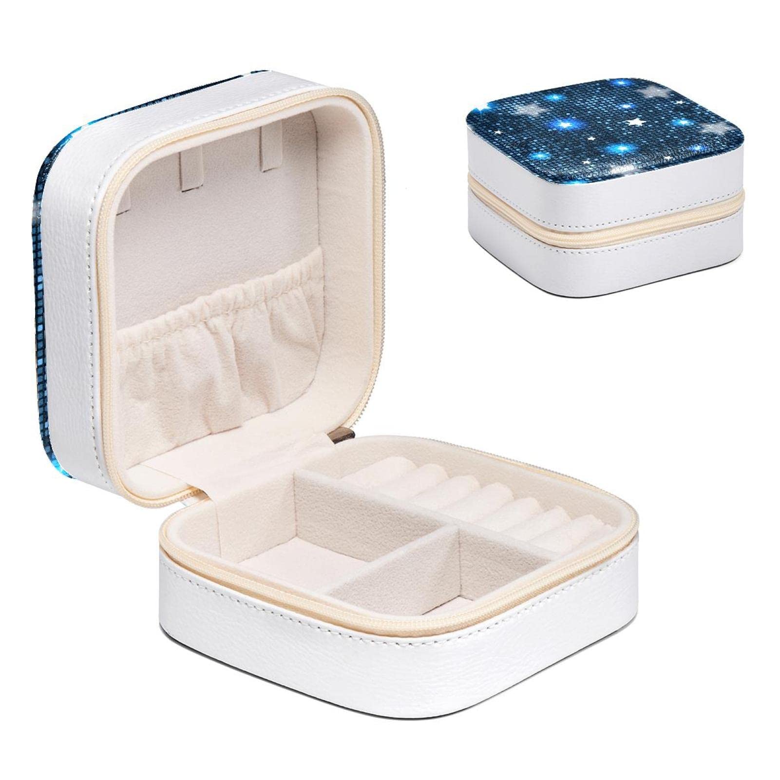 Boîte à bijoux pour femme design étoiles bleues écrin de rangement chic