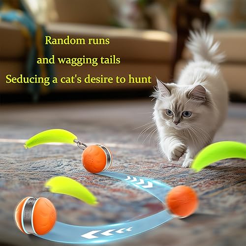 Miniatura 4 de Pelota de juguete interactiva para gatos, juguetes interactivos automáticos para gatos de interior con 3 colas de canto de pájaros, 3 modos,