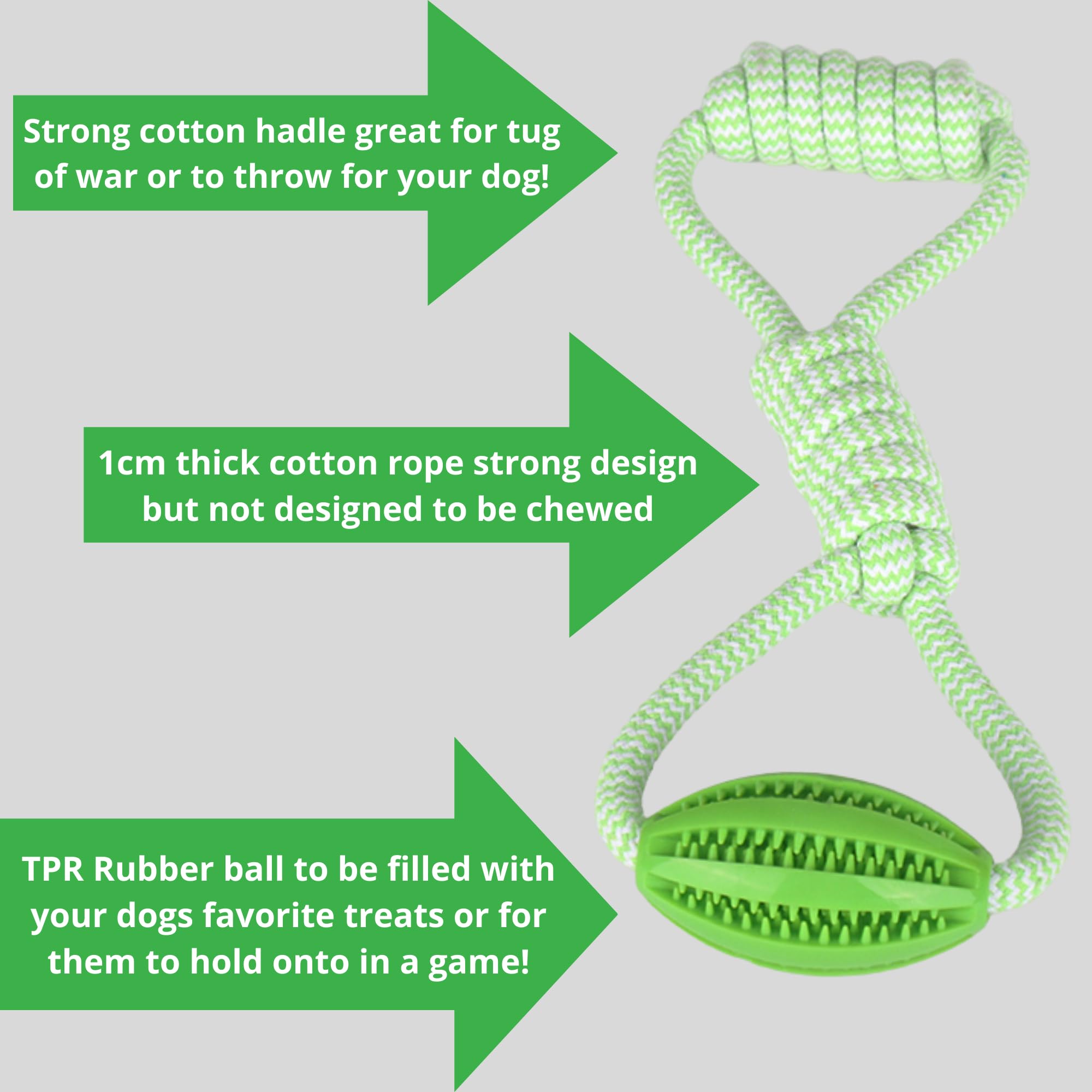 Dog Toys - Rope Tug & Treat Toy for Puppies Medium & Large Dogs, green - Image 4