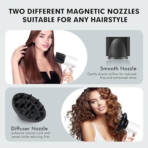 Miniatura 5 de Secador de pelo, 112000 rpm, motor sin escobillas de alta velocidad con difusor para secado rápido, secador de pelo iónico de 984.3 ft para hombres