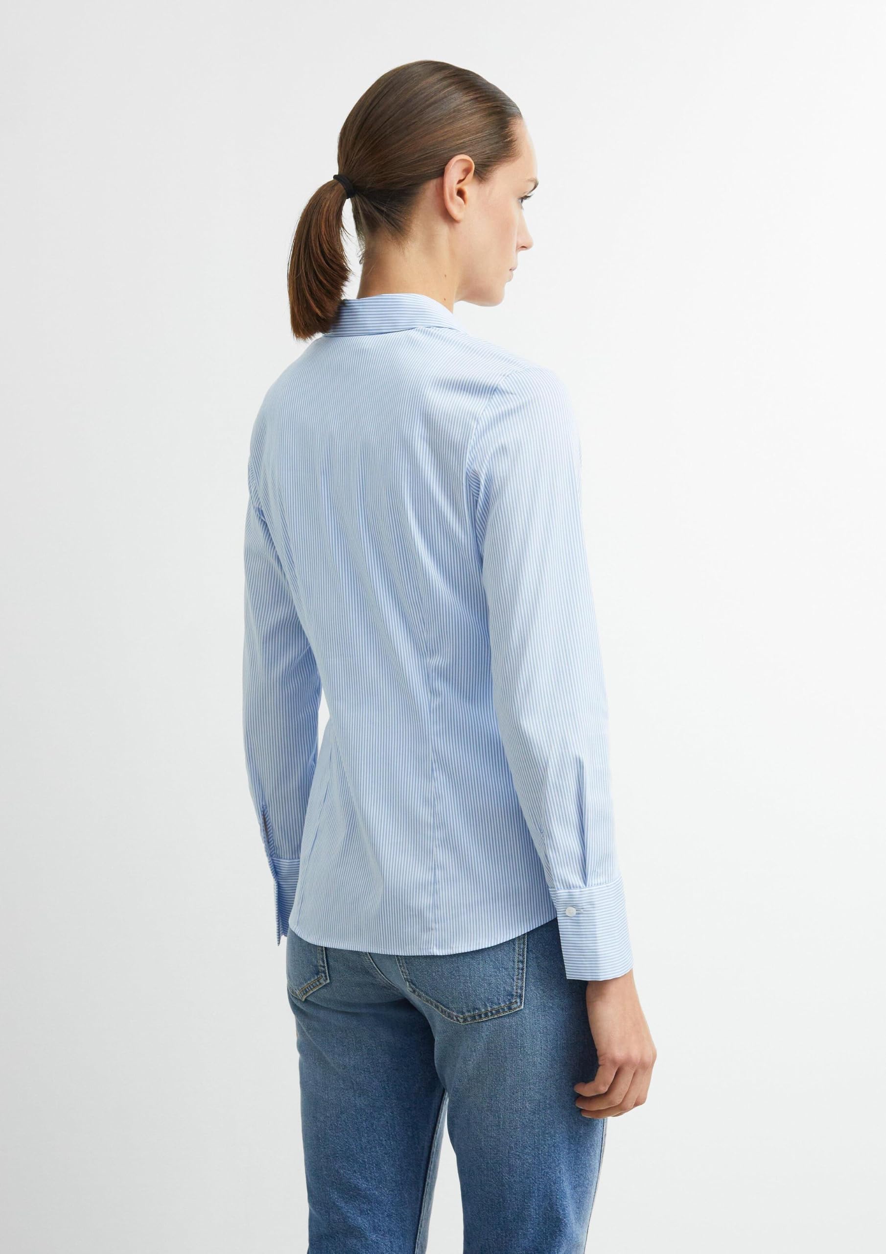 Comma Feminine Streifenbluse aus elastischem Baumwollmix