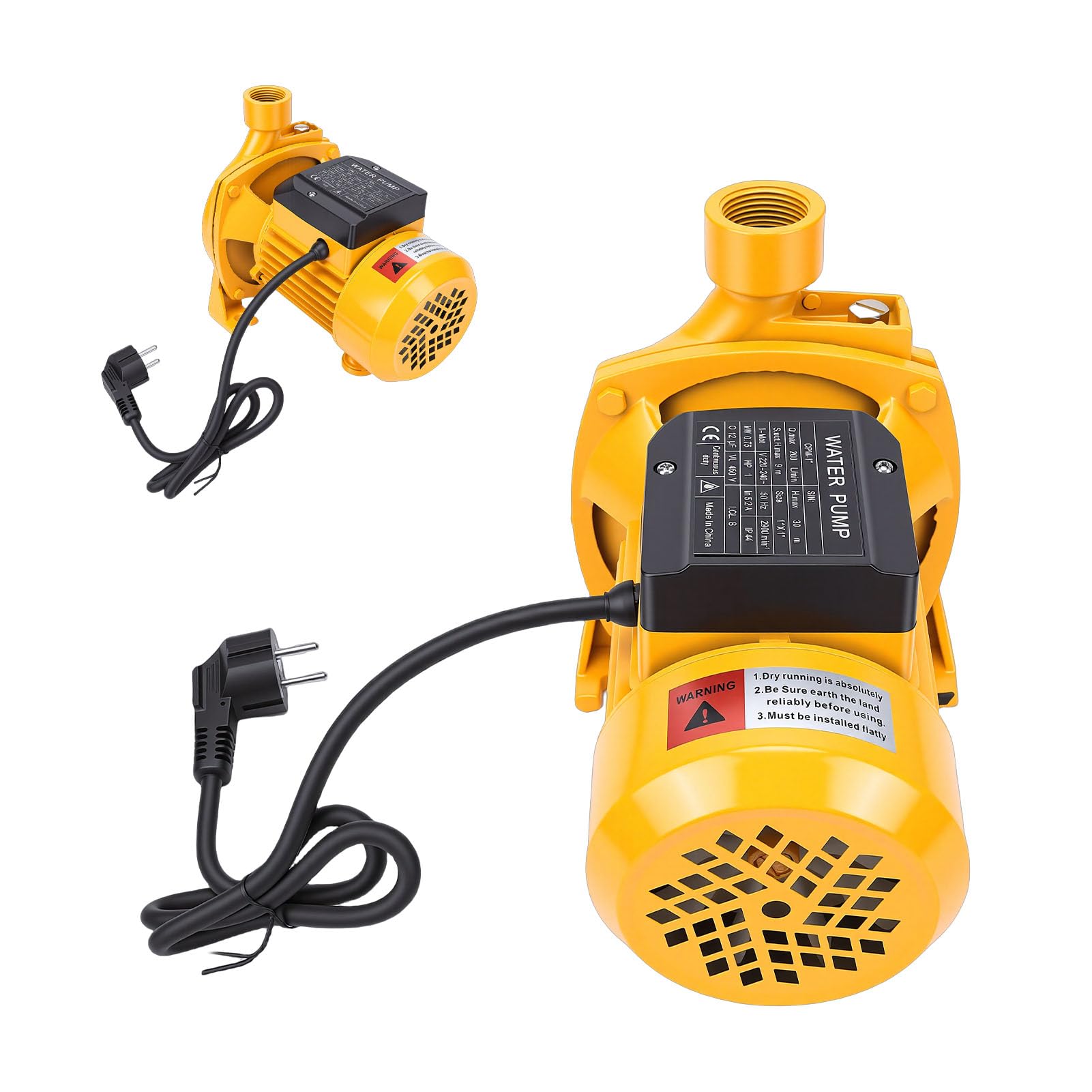 FTVOGUE Bomba Centrífuga Autocebante Bomba de Agua de Circulación de 750 W Cabezal de 30 M 200 Lmin Salida de 1 Pulgada Hierro Fundido y Acero Inoxidable para Transferencia de Tuberías Agrícolas de