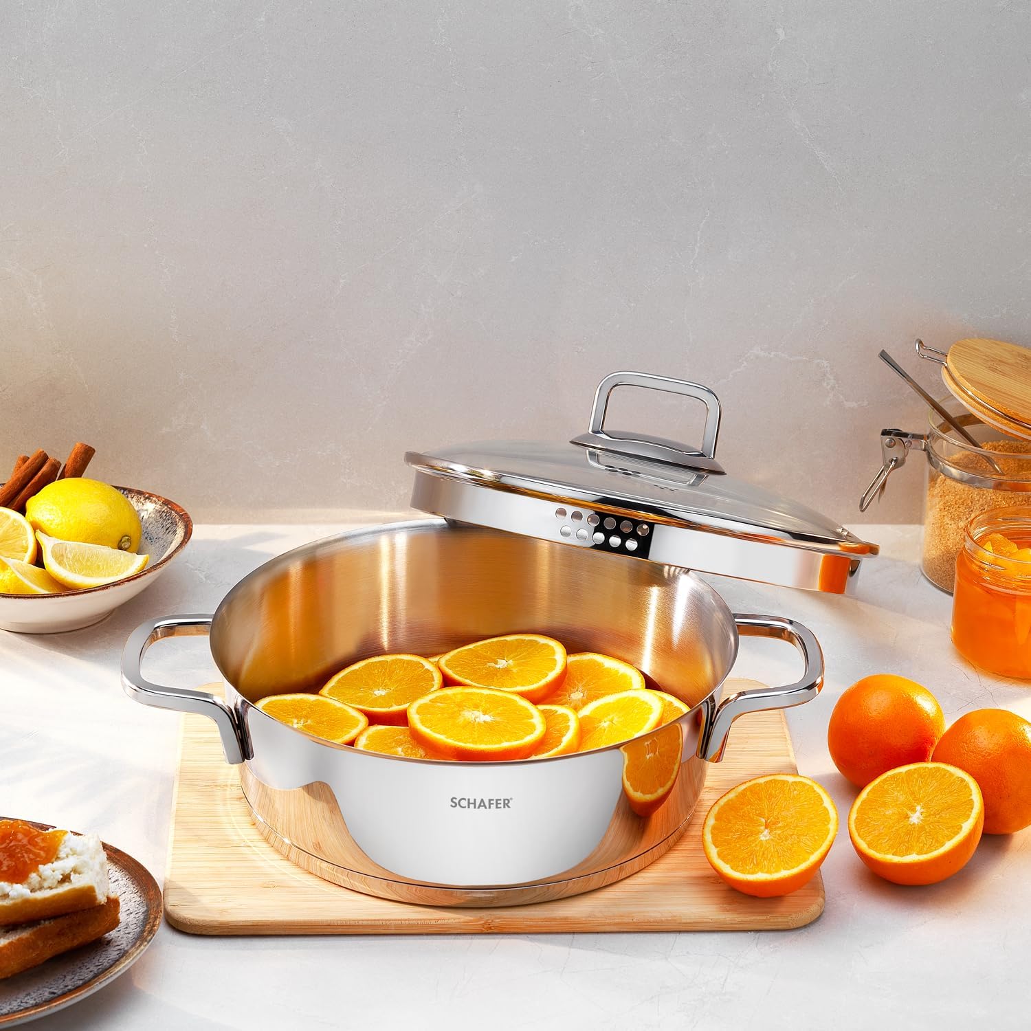 Schafer New Stahl Çelik Basık Tencere 26 Cm 2 Parça-Inox