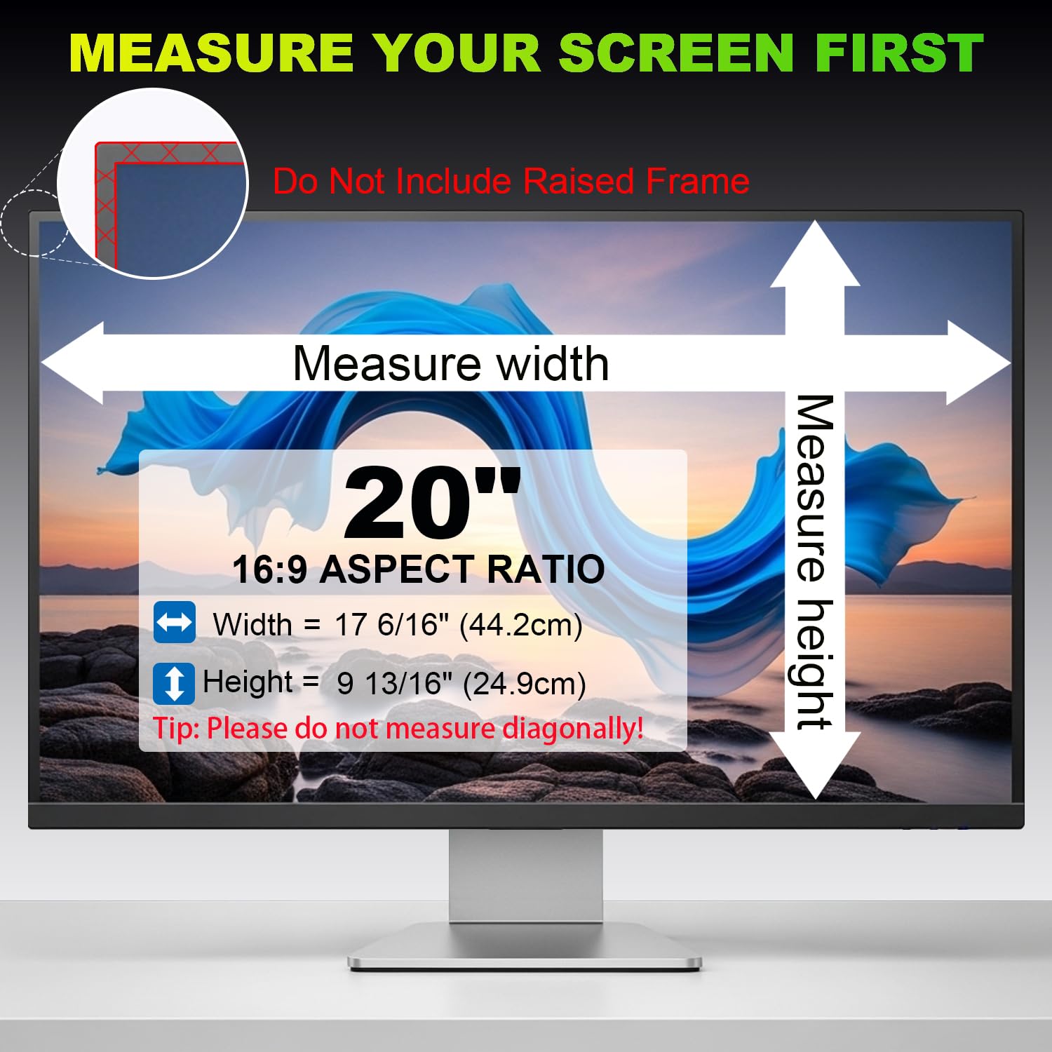 2 pièces Pellicola Privacy 20 Pollici 16:9 (44.2x24.9cm) Monitor - Filtro Privacy Schermo Luce Blu & Anti-Riflesso, Rimovibile | Filtro Privacy PC per Ufficio