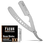 Facn Straight Razors for Men - Professional Barber Straight Edge Razor Kit with 100 Blades, Classic Stainless Steel Barbero Shaver for a Smooth & Precise Shave, Premium Barber Razor for Men\'s Shaving