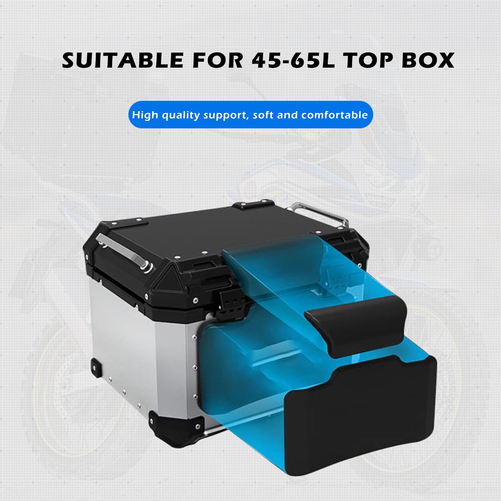 Yolispa Coussin Moto, Dossier du Coffre Supérieur de La Moto avec Adhésif, Coussin pour Top Case Moto, pour Top Case de Moto 45-65L en Aluminium, Noir