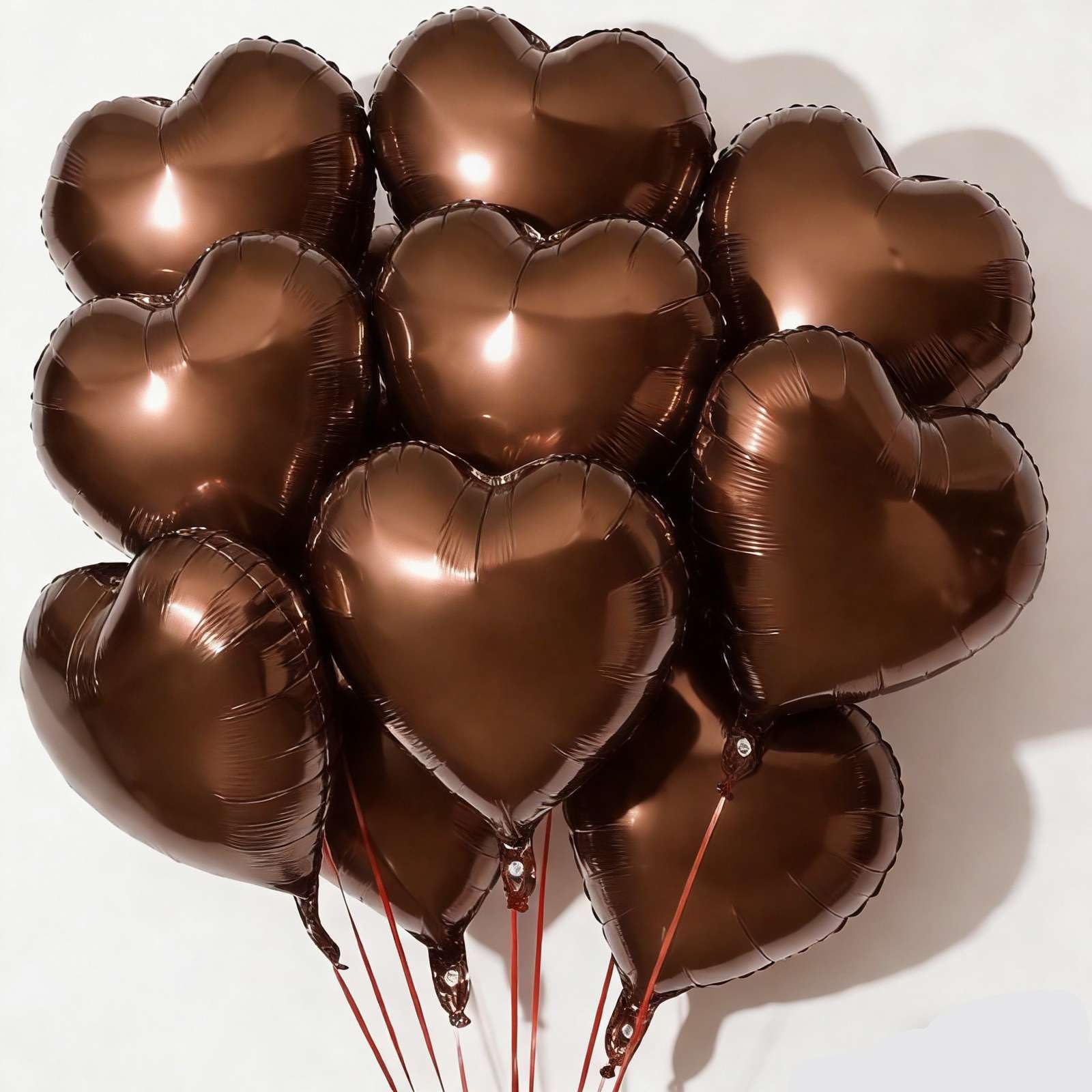 Photo 1 of 10Pcs Coffee Foil Heart Shaped Balloons 18 Inch Brown for Baby Shower, Wedding, Valentine Decorations - Love Party Decorations