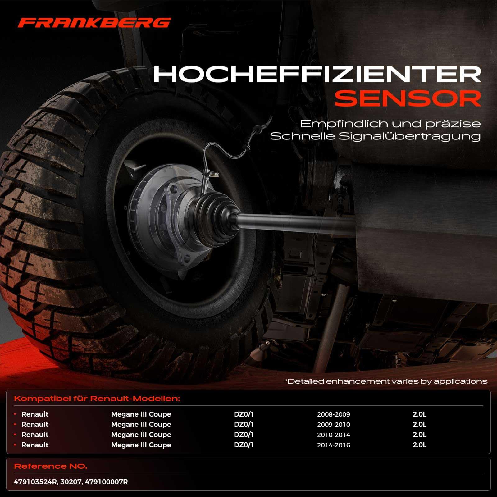Frankberg Capteur de vitesse de roue ABS avant droit 2 broches 30207 | Compatible avec: M.e.g.a.n.e III Coupé DZ0/1