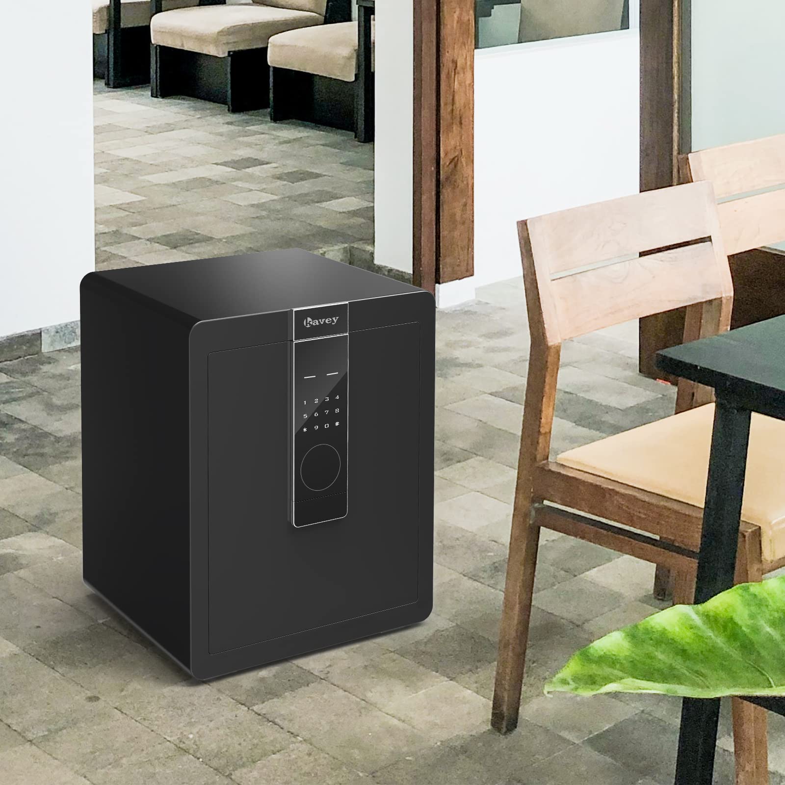 Kavey 2.6 Cubic Home Safe, Large Safe with Upgraded Hidden Compartment and Backlit Touch Screen Keypad, Security Safe with Dual Warning Alarm and LED Light, Safe for Money Firearms Medicine Valuables