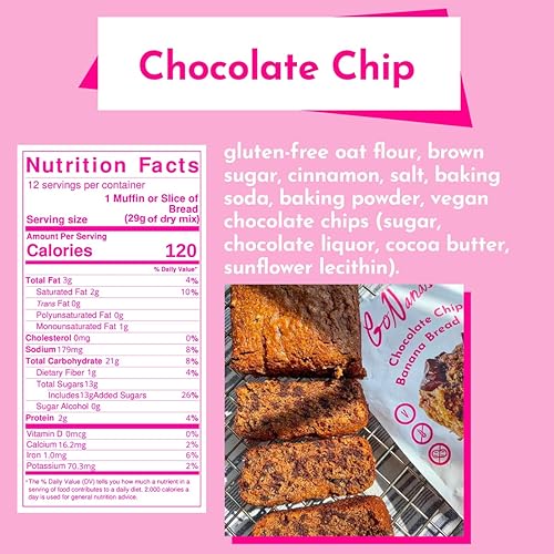 Miniatura 5 de GoNanas Mezcla de pan de plátano, paquete de 2 sabores. Snacks veganos, sin gluten, saludables. Mezcla de harina de avena, pan de plátano o muffins