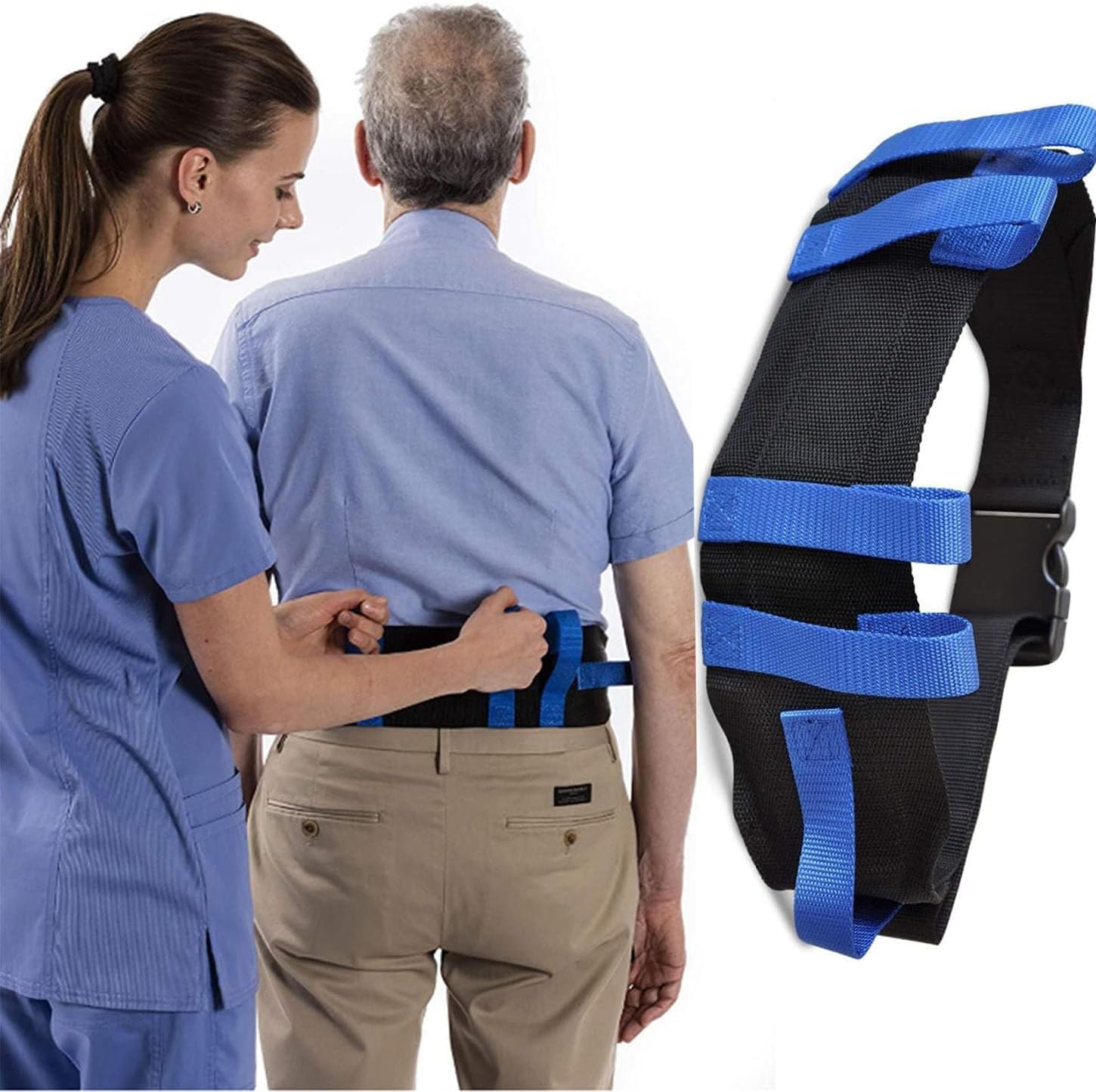 Cinturón de transferencia ajustable, cinturón de marcha con 6 asas, cinturones de elevación para personas mayores, ayuda para levantar pacientes, pediátricos, ancianos, discapacitados, fisioterapia
