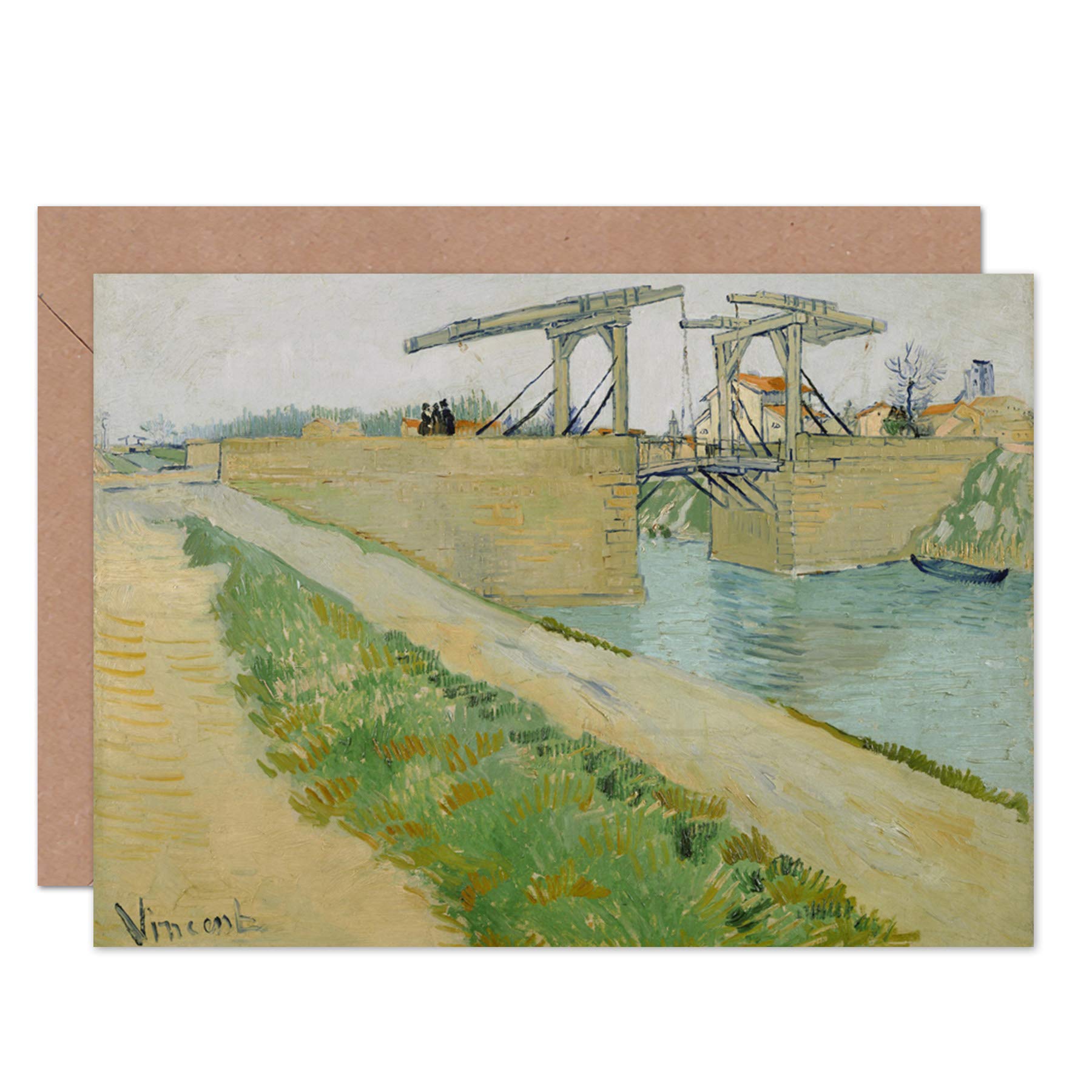 Artery8 Vincent Van Gogh The Langlois Bridge Fine Art Greeting Card Plus Envelope Blank Inside