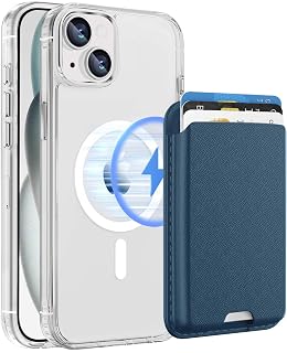 Magnetic for iPhone 14 / iPhone 13 Wallet Case, Clear & Blue - Amazon product rated Grade A