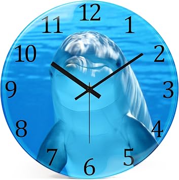 12"Dolphin Wall Clock Battery Operated Non Ticking Beach Ocean Fish Clock