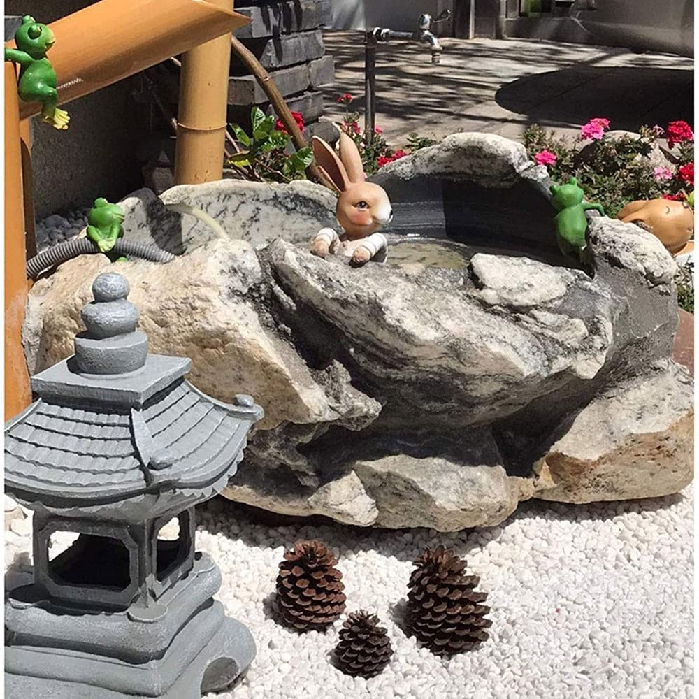 Pagoda latarnia stupa na zewnątrz ogród kamienna statuetka, japoński styl latarnia pagoda zasilana energią słoneczną LED na zewnątrz dekoracja ogrodowa, 34 cm (rozmiar: 34 cm)