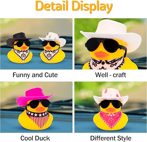 Miniatura 2 de wonuu Adornos de pato de goma para automóvil, decoración de tablero de automóvil de pato amarillo con casco de hélice para decoración navideña y