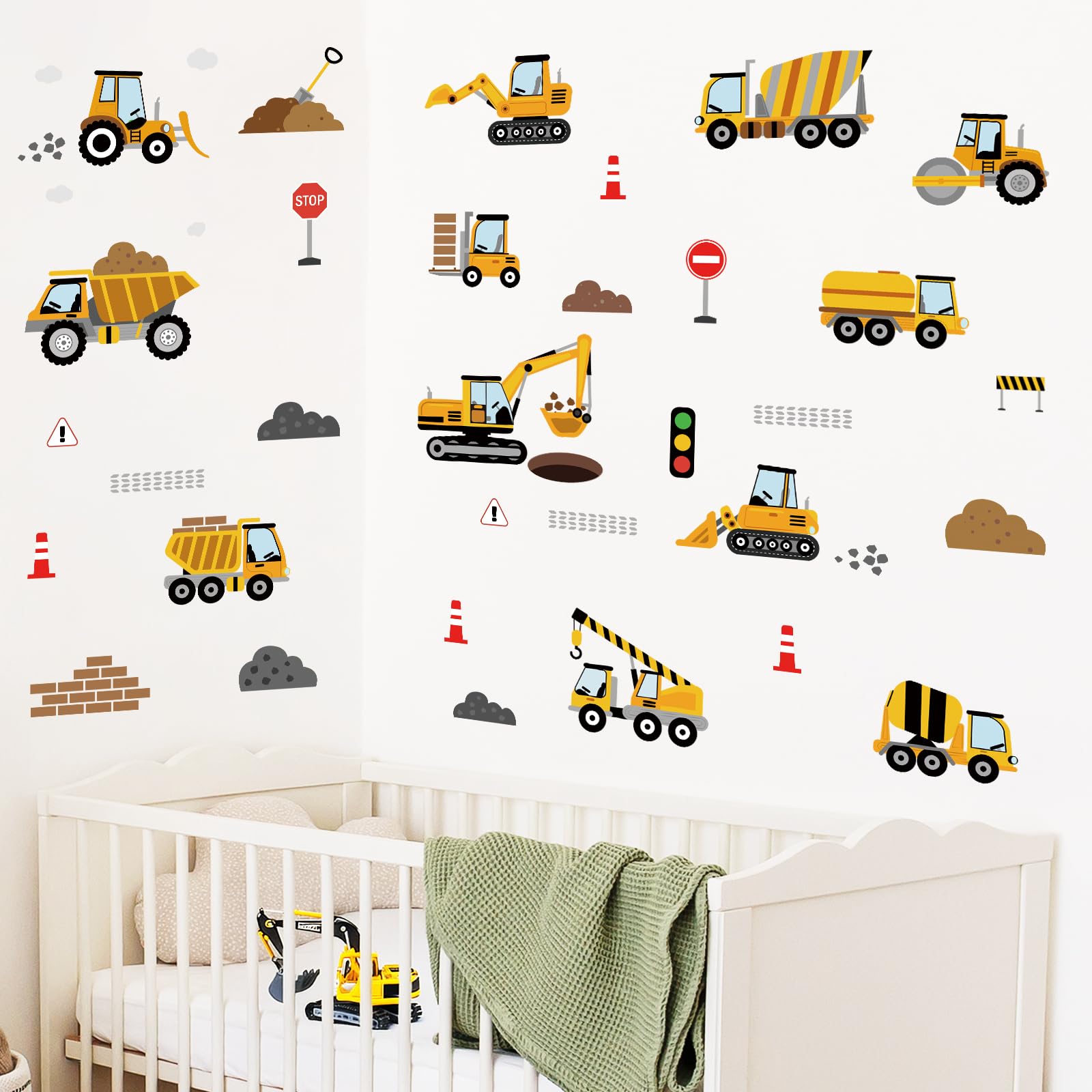 SHUCHING Construction Vehicles Wall Stickers for Kids Room Nursery Playroom Removable Vinyl Digger Bedroom Decor Accessories - Image 2