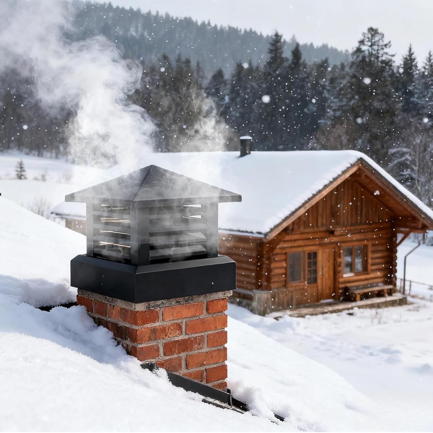 Aluminum Alloy Chimney Cap, Rainproof Fireplace Chimney Caps, Aluminum Alloy Square Drain Cowl, Windproof Cowl, Ventilation Cover for Roof Vent Protetion, Exhaust, 25×25CM