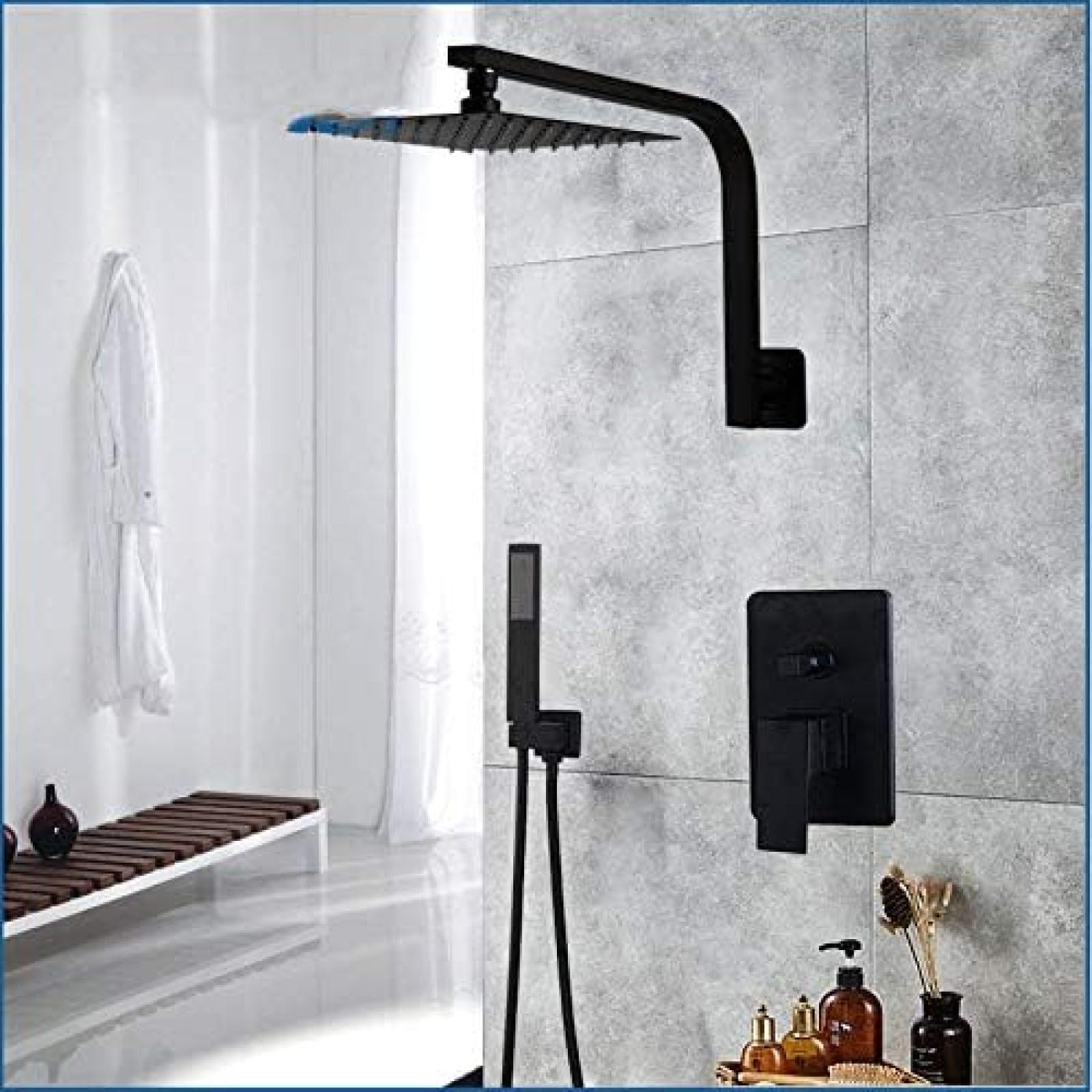 Douche noire ensemble de douche mural 16 pouces pour salle de bain moderne