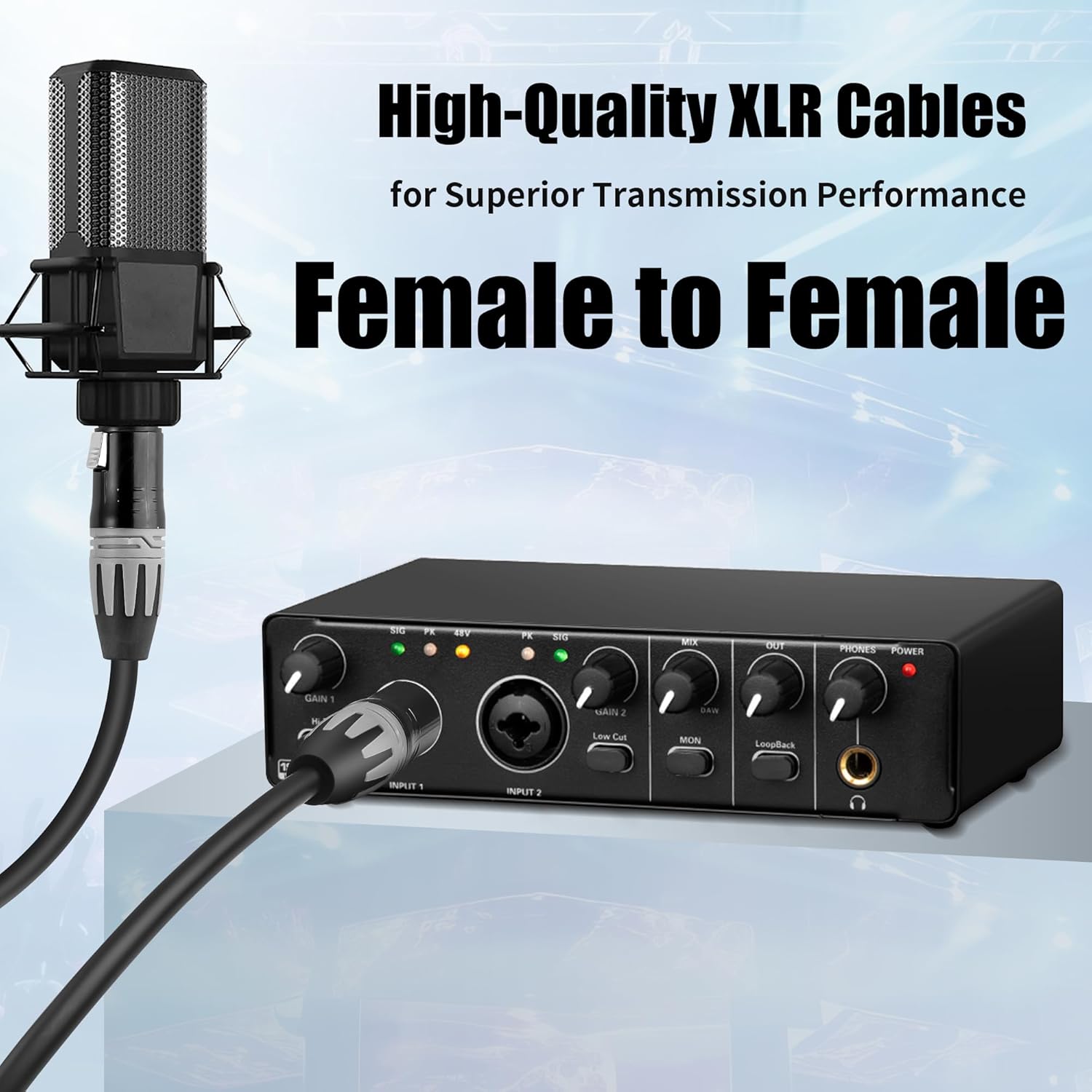 SMALL-EYE XLR Female to Female Cables 25 ft 2 Pack – Balanced 3-Pin Mic Patch Cables with 22 AWG OFC for Microphones, Mixers, and Studio