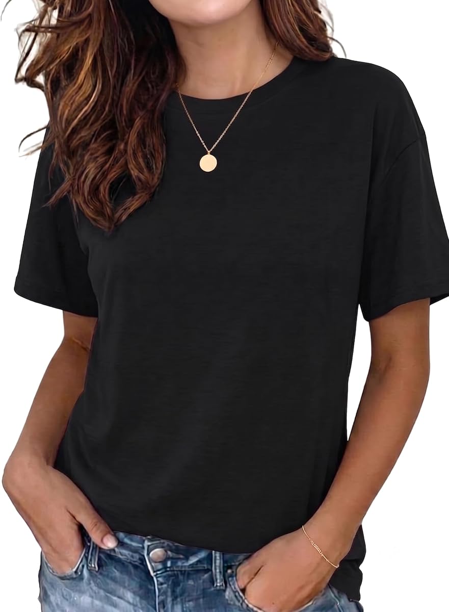 T Shirts for Women Summer Short Sleeve Crewneck Tops Graphic Basic Tees