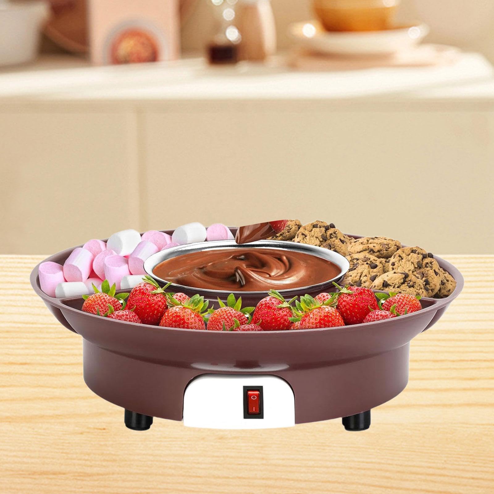 Pot à Fondue Au Chocolat Portable Électrique avec Plateau Détachable pour Fonte de Chocolat Beurre et Fromage Parfait pour Cadeaux et Soirées