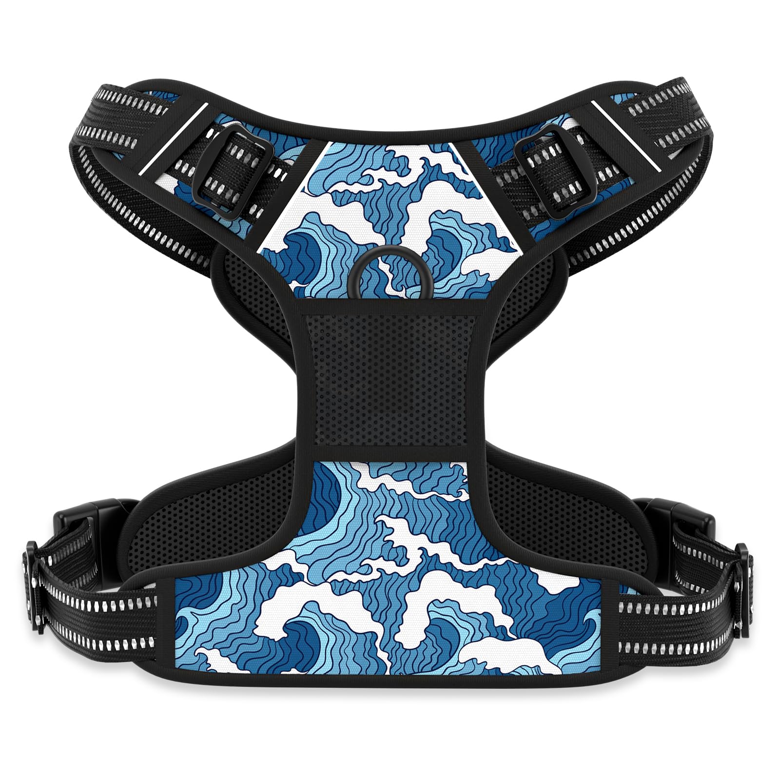 Rnivvi No Pull Dog Harness, Cute Reflective Large Sized Puppy Harness, Adjustable Soft Padded Vest for Large Dogs, Heavy Duty Pet Vest with Easy Control Handle for Walking Training, Japanese Style