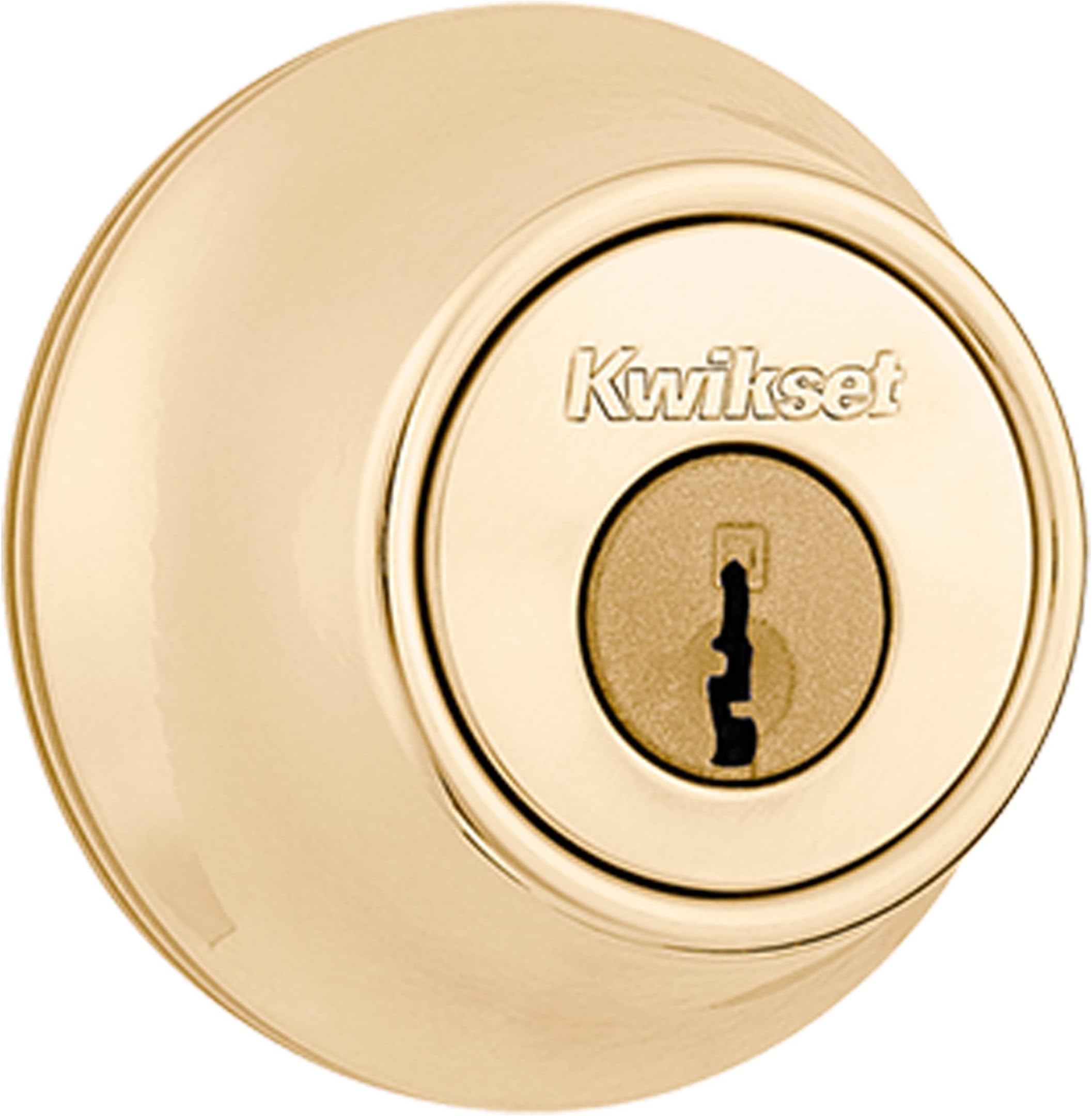 Kwikset 660 Deadbolt Deadbolt Lock, Polished Brass Round Exterior Keyed Front Entry Door, Single Cylinder Dead Bolt