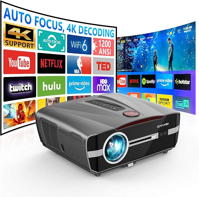 Amazon.com: 4K Projector Auto Focus HDR WiFi 6 & NFC, Smart Daylight ...