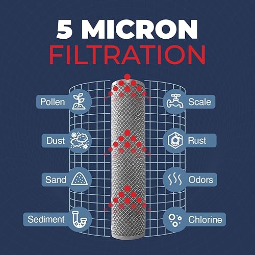 Miniatura 7 de Cartucho de filtro de agua de sedimentos de carbono CTO para toda la casa de 5 micrones, 2.5 x 10 pulgadas, compatible con DuPont WFPFC8002,