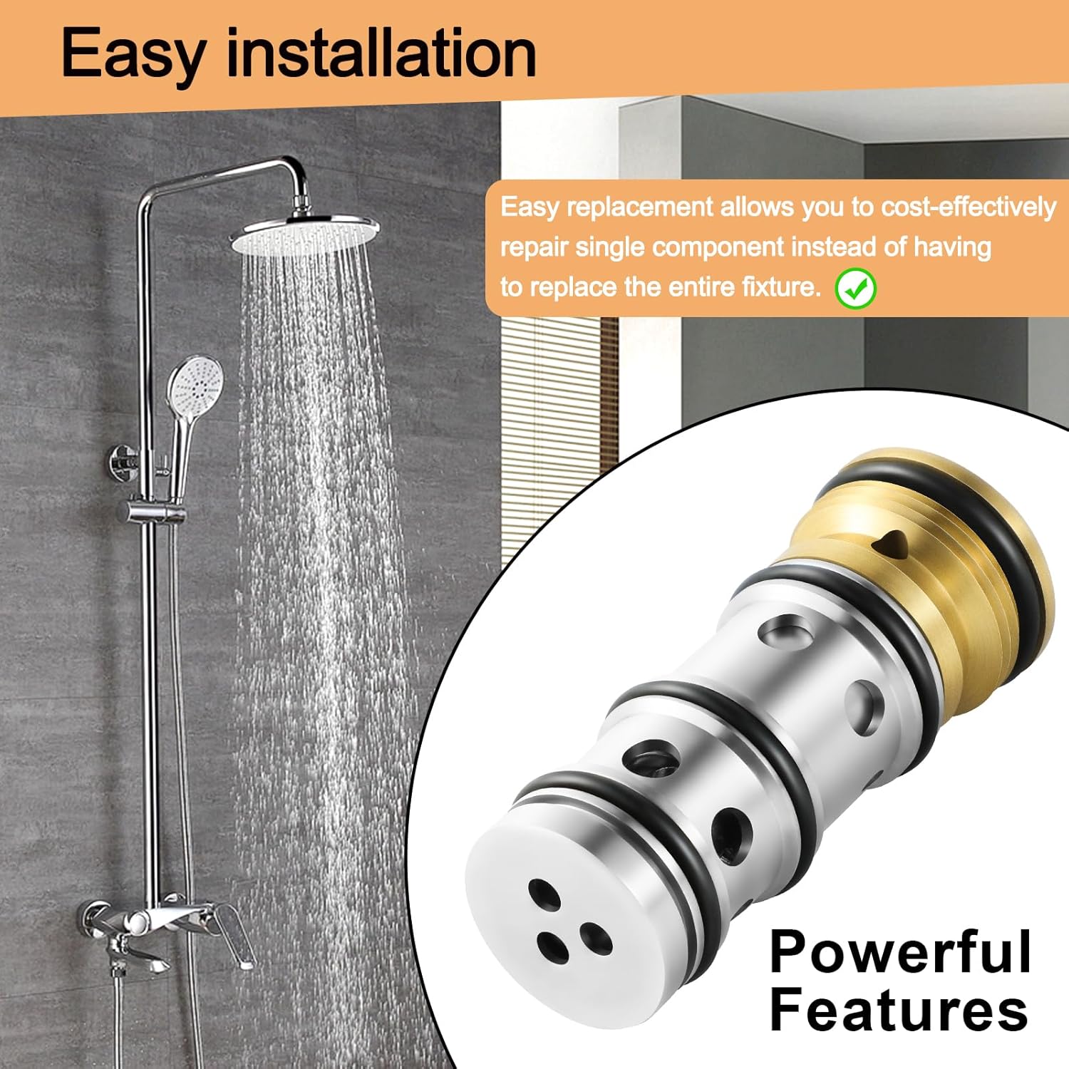 1423 Balancing Spool Valve Cartridge,for Moen Compatible with Moentrol series Single Handle tub Shower and Shower-only Faucets Valve Replacement