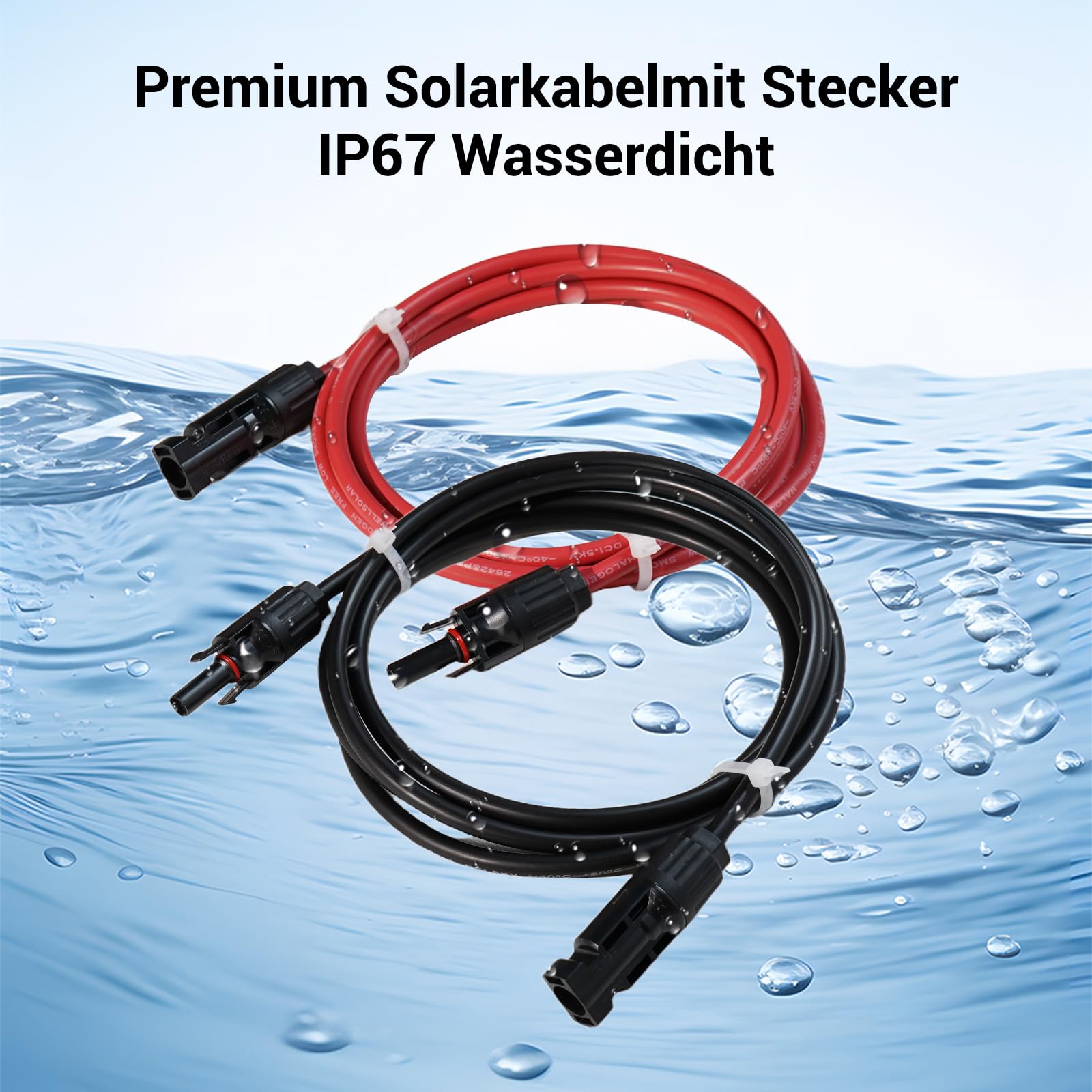 2 Meter Solarkabel 4mm² mit MC4 Stecker, Photovoltaik-Verlängerung für Solarmodul & Wechselrichter